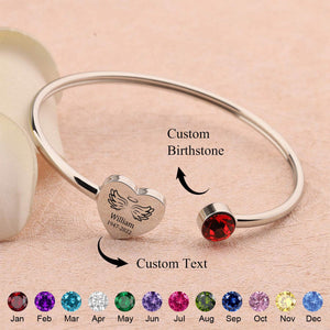 Angel Wings Birthstone Memorial Personalized Bracelet