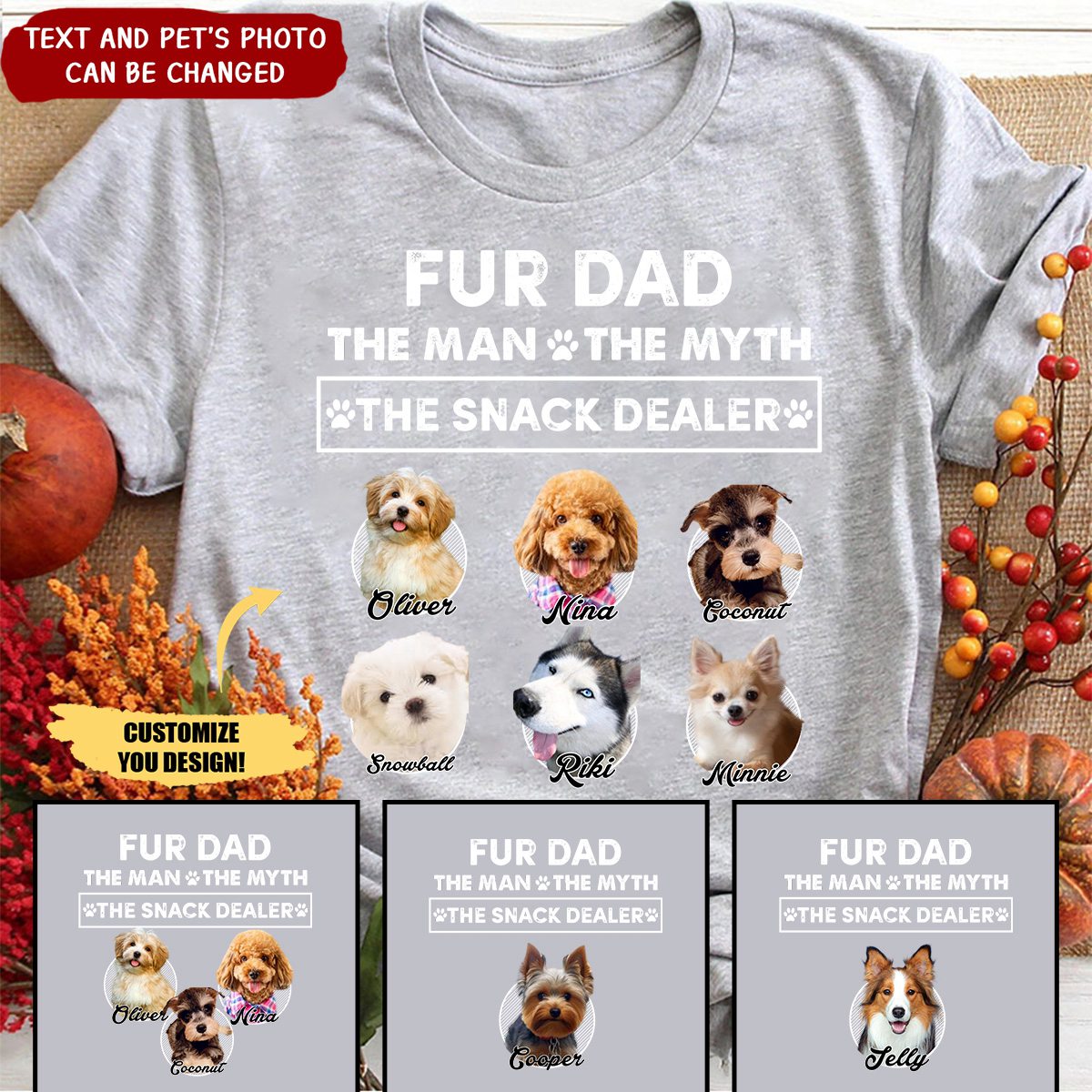 Fur Dad The Man The Myth The Snack Dealer - Personalized T-Shirt, Gift For Dog Lovers, Dog Mom, Dog Dad