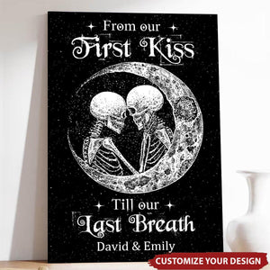 Skeleton Skull Couple I Love You To The Moon And Back Personalized Vertical Poster