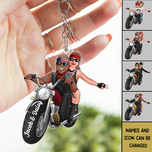 Biker Couple Behind Me On My Bike - Personalized Acrylic Keychain