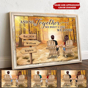 Fall Season Couple Back View Personalized Horizontal Poster