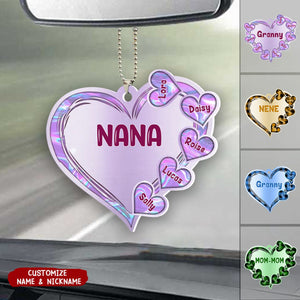 Grandma Mom Heart Hologram Plaid Personalized Acrylic Ornament