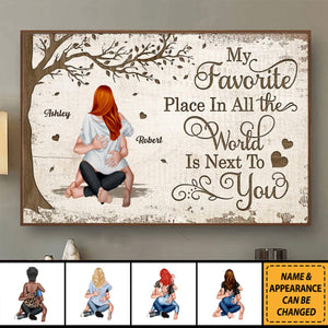 Favorite Place In All The World - Couple Sitting Hugging Back View Personalized Poster