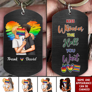 Personalized Gifts For LGBT Couple Keychain Kiss Whoever The Hell You Want