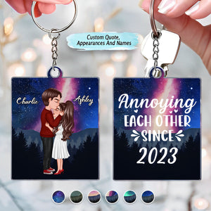 Couple Kissing Under Stars, Sky Forest Personalized  Keychain