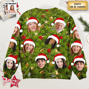 Custom Face I Am A Stupid Christmas Tree Stupid - Personalized Photo Ugly Sweater