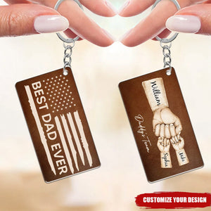 Nation Flag Best Dad Ever Daddy‘s Team Fist Bump Personalized Acrylic Keychain