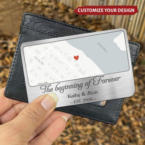 Location Map You Are The Map To My Heart Couple Personalized Map Stainless Steel Wallet Card