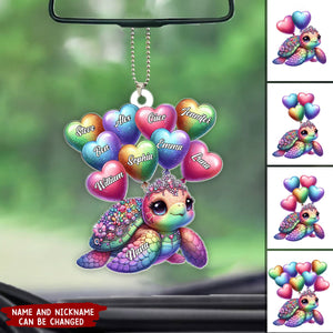 Pretty Sea Turtle Nana Auntie Mom Sweet Heart Balloon Kids Personalized Car Ornament