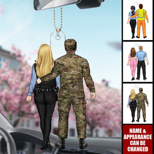 Firefighter EMS Nurse Police Officer Military Couple - Personalized Acrylic Car Ornament