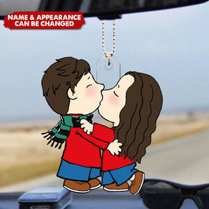 Kissing Couple - Personalized Acrylic Car Ornament - Valentine's Day Gift