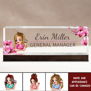 Woman Office Personalized Acrylic Desk Name Plate