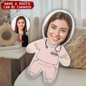 Custom Photo Face Cutout Nurse Pillow - Gift For Nurse - Personalized Custom Shaped Pillow