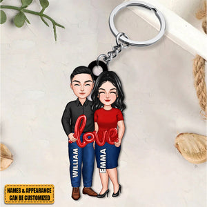 Couple Standing Love Balloon Personalized Keychain