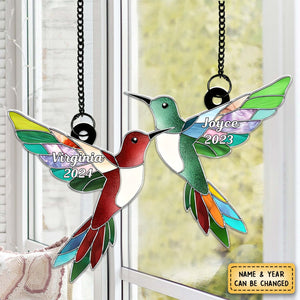 Stained Glass Hummingbirds - Personalized Window Hanging Suncatcher Ornament