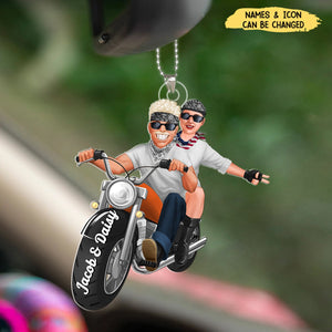 Biker Couple Behind Me On My Bike - Personalized Acrylic Ornament