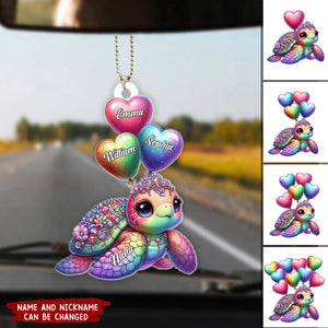 Pretty Sea Turtle Nana Auntie Mom Sweet Heart Balloon Kids Personalized Car Ornament