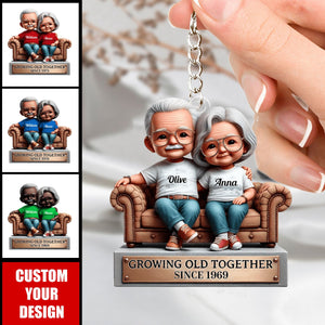 Growing Old Together Couple Personalized Acrylic Keychain