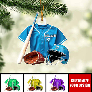 Baseball Uniform - Personalized Acrylic Christmas Ornament, Gift For Baseball Player