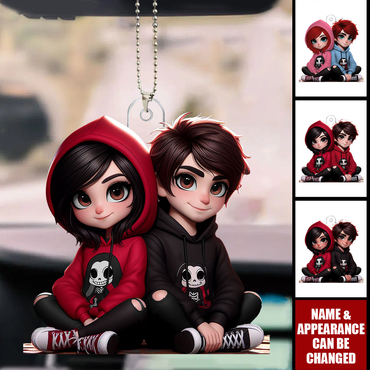 Cute Couple Dolls - Valentine's Day Gift - Personalized Acrylic Car Ornament