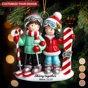 Personalized Ski Couple Christmas Acrylic Ornament