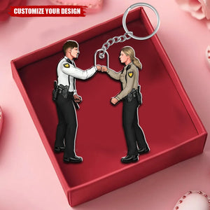 Police Officer Couple - Personalized Acrylic Keychain - Police Officer Gifts