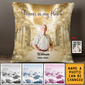 Memorial Upload Photo Heaven Gate Sky, In Loving Memory Personalized Pillow