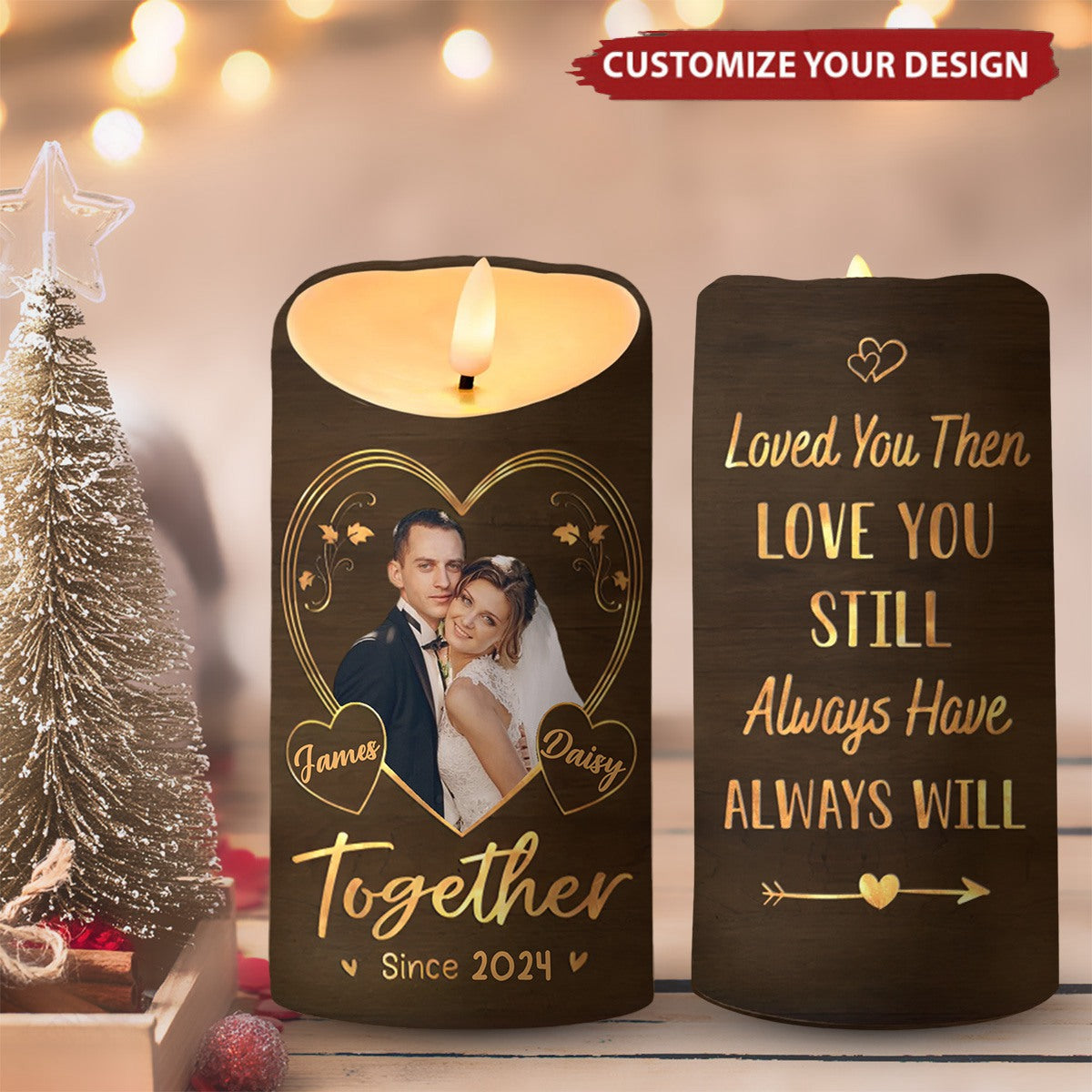 Custom Photo Love Is A Journey Best Traveled Together - Couple Personalized LED Candle