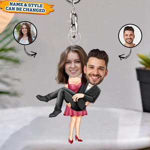 Personalized Funny Couple Photo Keychain - Valentine's Day Gifts For Her, Him