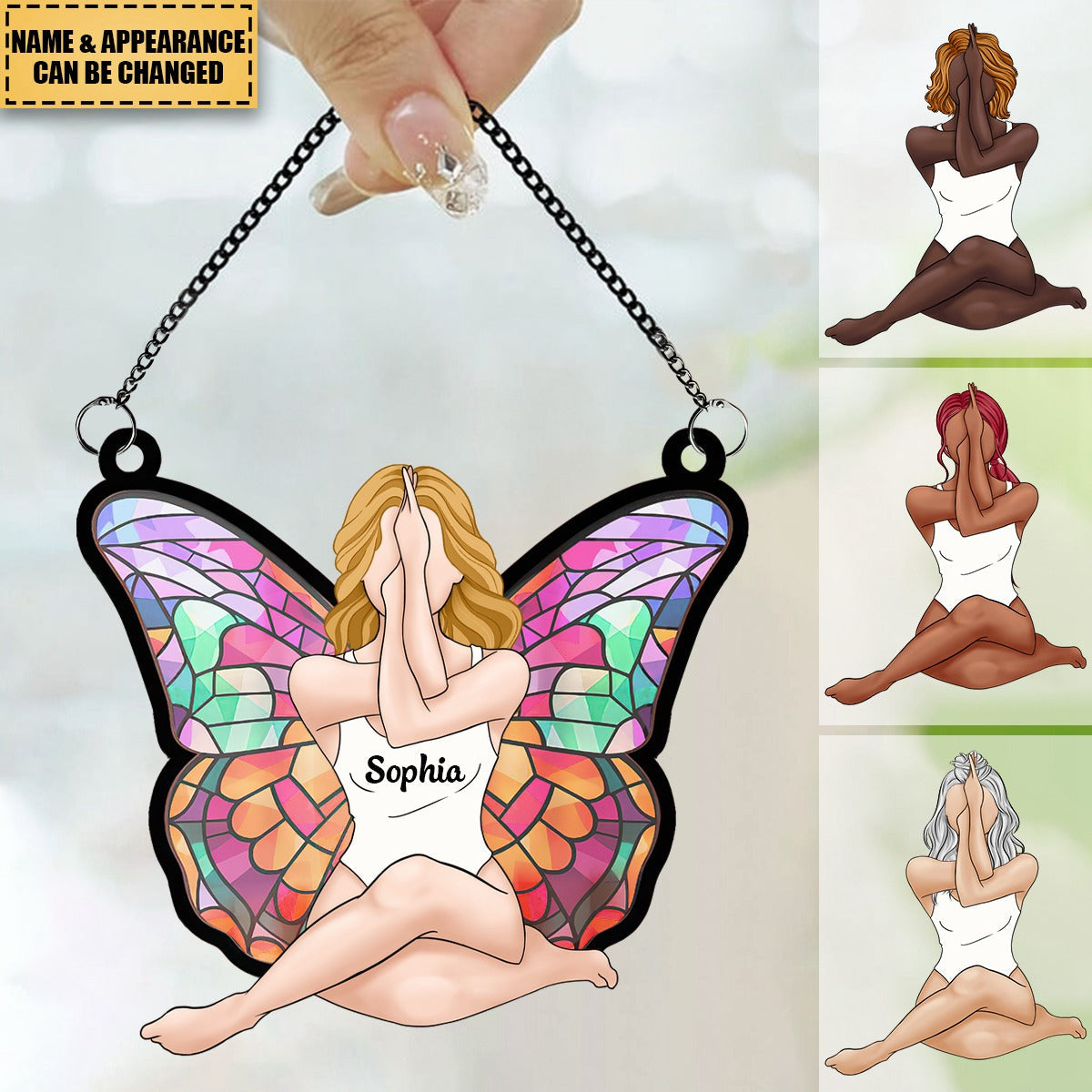 Girl Butterfly - Personalized Window Hanging Suncatcher Ornament