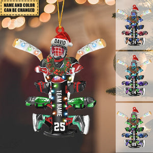 Personalized Hockey Drying Rack Ornament, Christmas Tree Decor For Ice Hockey Players