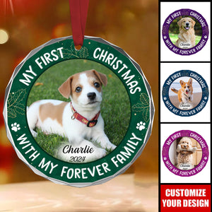 Custom Photo My Adorable Fur Baby - Dog & Cat Personalized Circle Glass Ornament