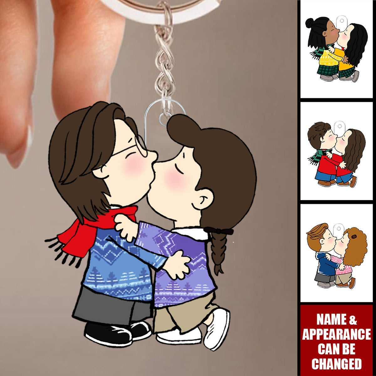 Kissing Couple - Personalized Acrylic Keychain - Valentine's Day Gift