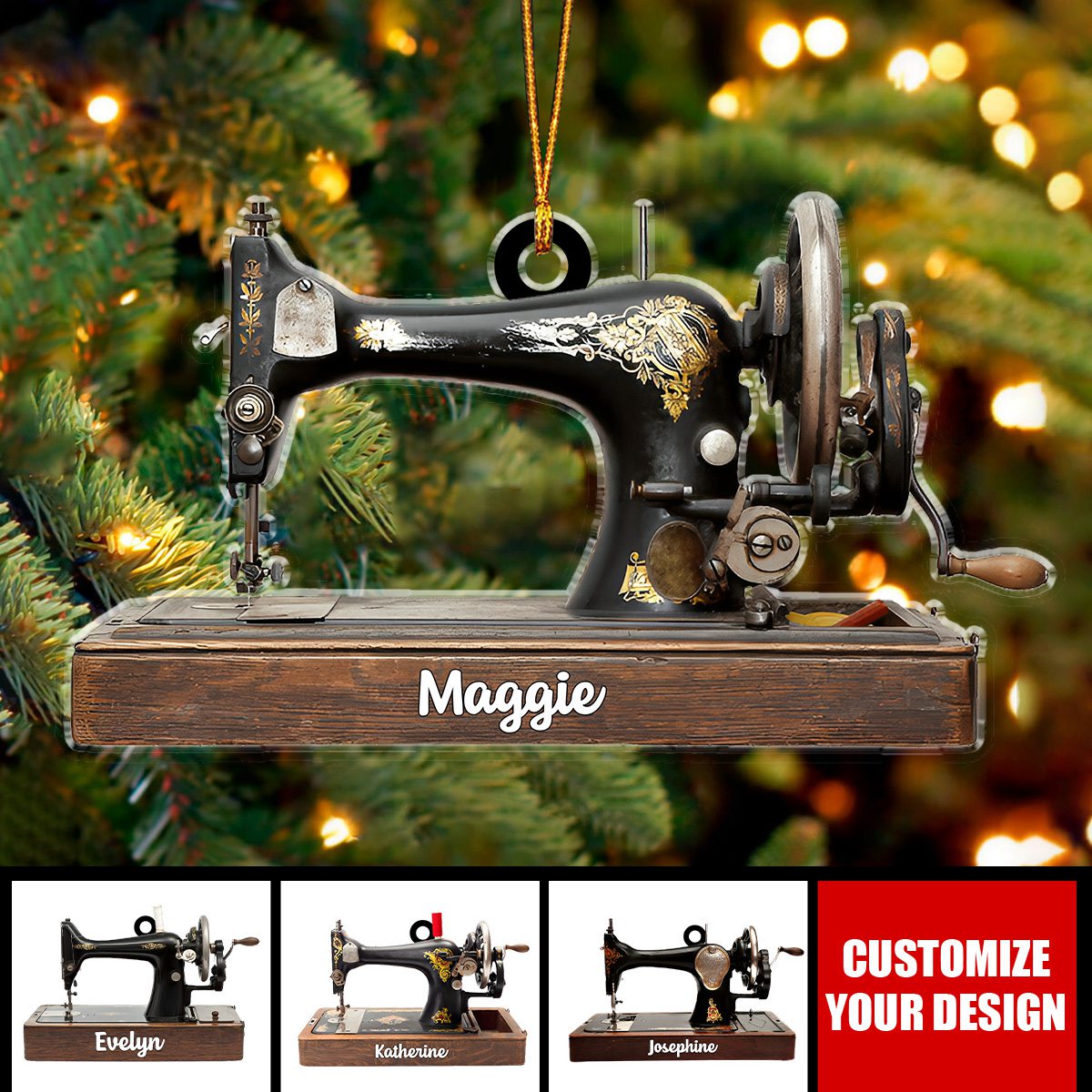 Sewing Machine - Personalized Acrylic Christmas Ornament