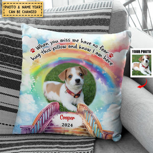 Gift For Dog Lover Pet Memo Rainbow Bridge Photo Upload Pillow