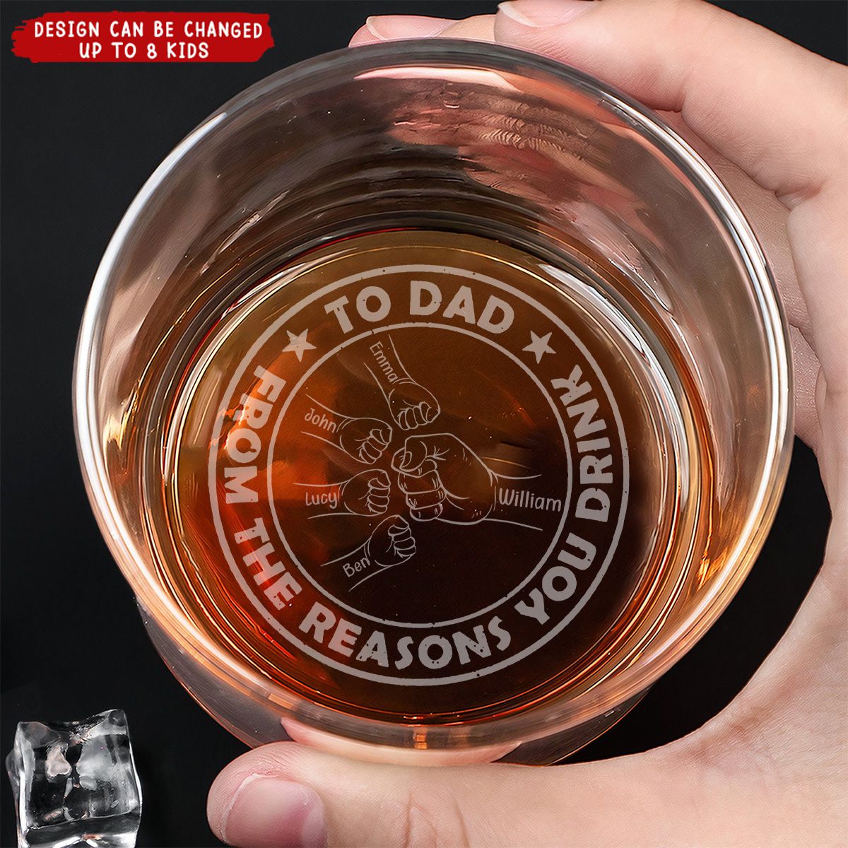 To Dad From The Reasons You Drink - Personalized Engraved Whiskey Glass