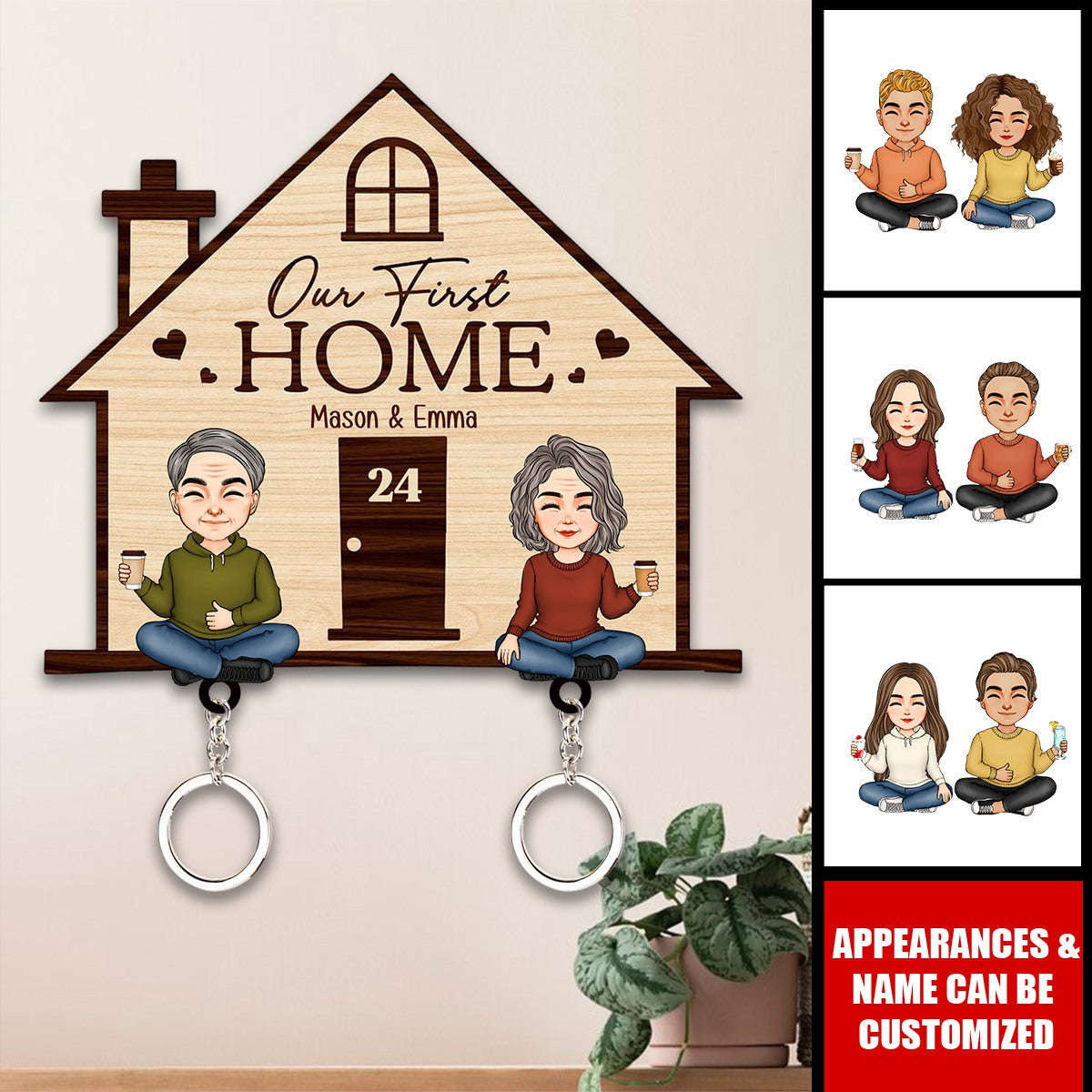 Funny Couple Home Sweet Home - Personalized Key Holder