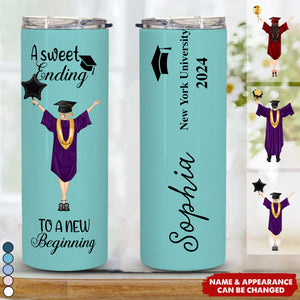 Graduation Tumbler A Sweet Ending - Personalized Skinny Tumbler