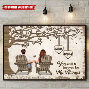 Couple Back View Sitting Under Tree Personalized Poster