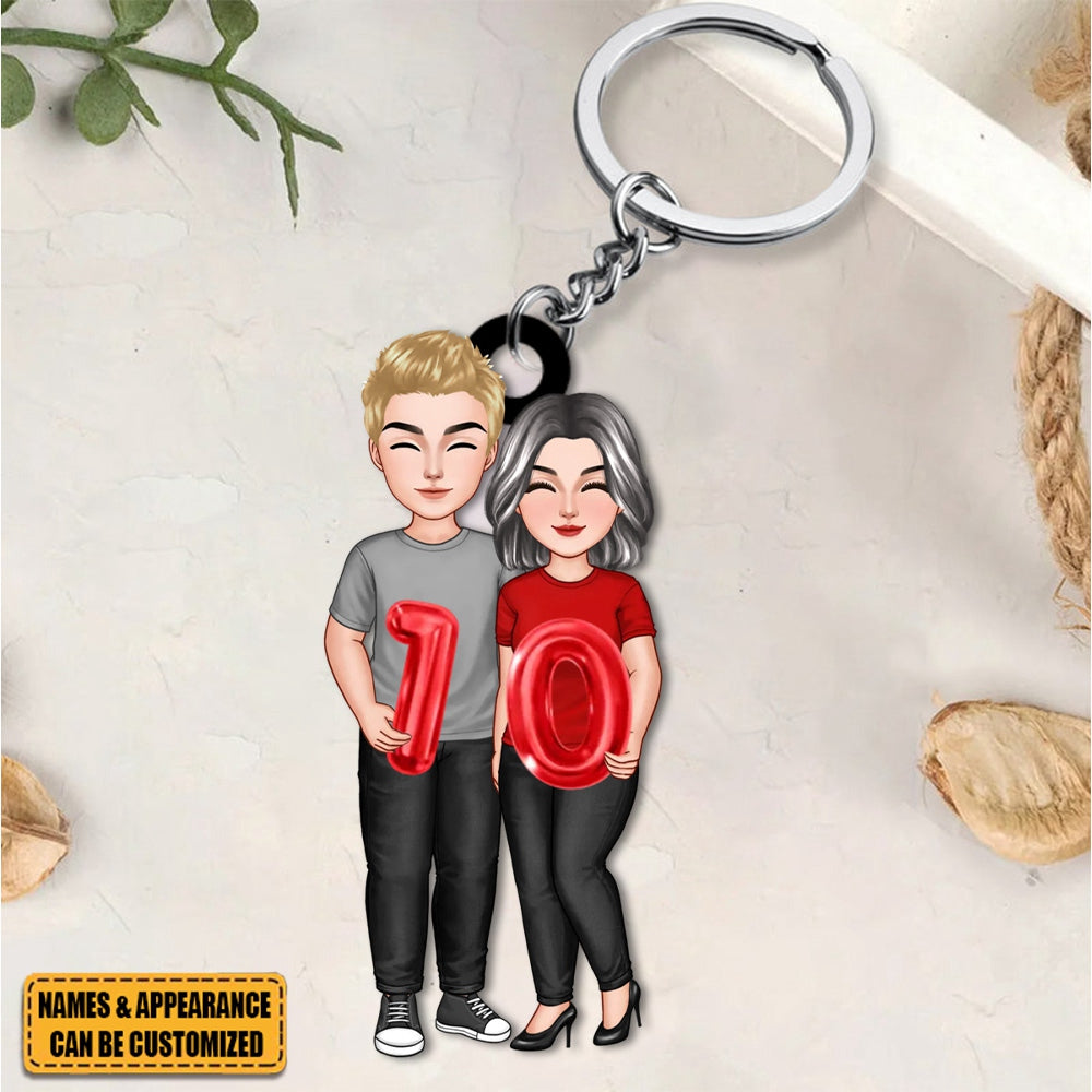 Couple Holding Balloons Anniversary Gift Personalized Acrylic Keychain