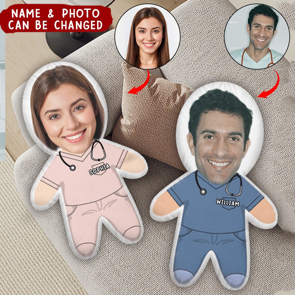 Custom Photo Face Cutout Nurse Pillow - Gift For Nurse - Personalized Custom Shaped Pillow