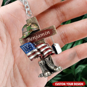 Military Cross - Personalized Acrylic Keychain, Gift For Soldiers And Veterans