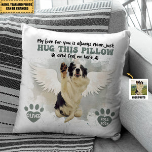 Custom Photo Dog Cat Memorial When You Miss Me Hug This Pillow - Personalized Pillow