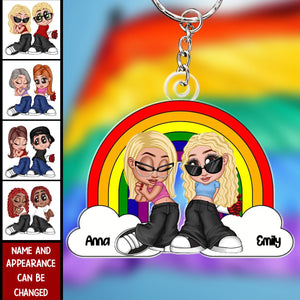 Y2K Couple LGBT Rainbow Personalized Acrylic Keychain