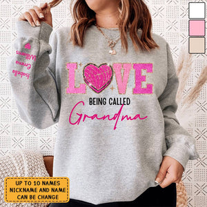 Love Being Called Grandma Pink Glitter Love Personalized Sweatshirt