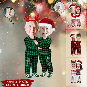 Christmas Couple Standing Hugging Christmas Gift - Personalized Photo Ornament