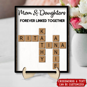 Brothers & Sisters Forever Linked Together Crossword Puzzle Art Personalized 2-Layer Wooden Plaque