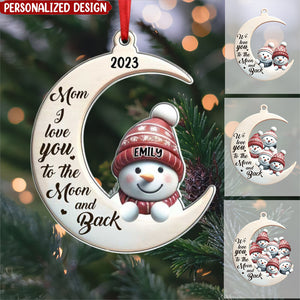 Grandma We Love You To The Moon And Back Cute Snowman Kids Personalized Acrylic Ornament