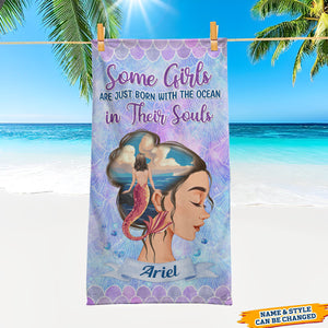 The Ocean In Their Souls - Personalized Beach Towel