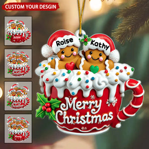 Merry Christmas Gingerbread Cup Personalized Acrylic Ornament